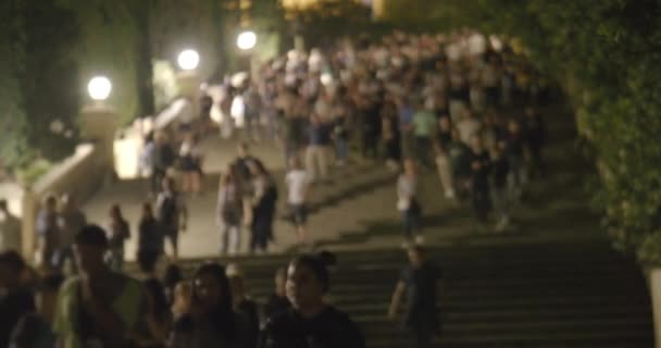 Unfocused Shot People Ascending Staircase Rendering Them Unidentifiable — Stock Video
