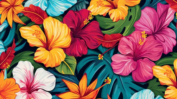 Hibisco Vibrante Florece Estilo Lúdico Colorido Exótico Para Iluminar Cualquier — Archivo Imágenes Vectoriales