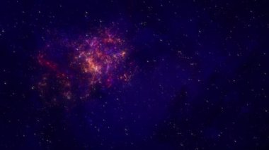 Mavi ve mor bir uzay nebulasının CG animasyonu izleyicileri kozmik bir yolculuğa çıkarıyor.