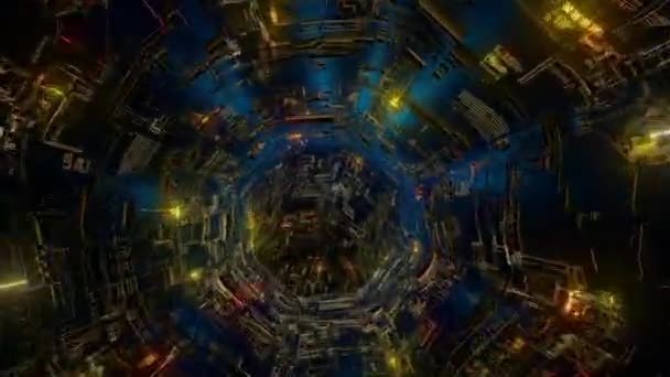 Animacja Pokazuje Tunel Nieskończoności Wizualna Podróż Przez Żywe Kolory Geometryczne — Wideo stockowe
