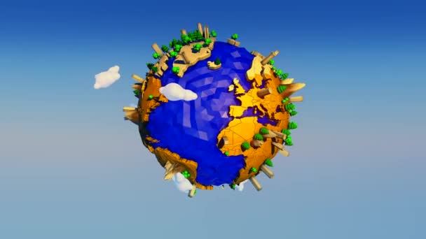 Dünya Nın Düşük Polimerli Bir Bilgisayar Animasyonu Video Gezegenimizin Güzelliğini — Stok video