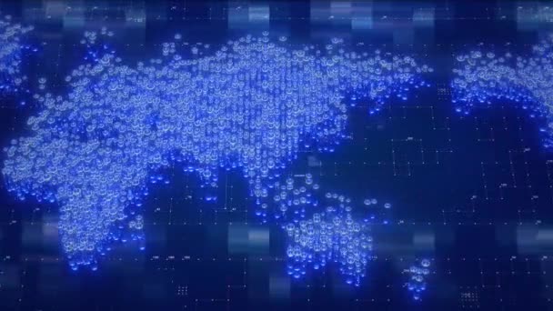 Animatie Van Wereldkaart Blauwe Achtergrond Toevoeging Van Globaal Perspectief Aan — Stockvideo