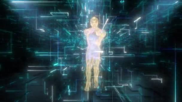 このビデオでは Cgアニメーションでデジタルストリームでダンスを披露しています 視覚的に魅了されている — ストック動画