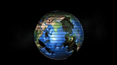 Bitcoin CG animasyonuyla Dünya 'nın döngü animasyonu. Projelere fütüristik cazibe ekler.