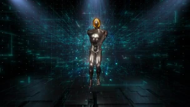 Fütürist Bir Cyborg Dansçısının Bilgisayar Animasyonu Teknoloji Sanatın Karışımını Sergiliyor — Stok video
