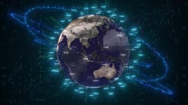 Animacja Ukazująca Piękno Futurystycznej Cyber Ziemi Doświadcz Oszałamiającego Wideo Rejestrującego — Wideo stockowe