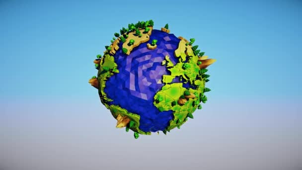 Een Low Poly Earth Loop Animatie Met Verschillende Landschappen Verbetert — Stockvideo
