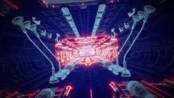 Зацикленная Компьютерная Анимация Футуристического Научно Фантастического Туннеля Проводит Зрителей Через — стоковое видео