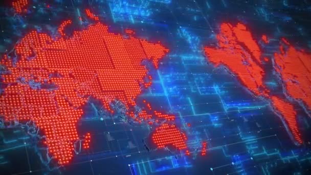 Animatie Van Een Digitale Wereldkaart Die Wereldwijde Connectiviteit Technologische Vooruitgang — Stockvideo
