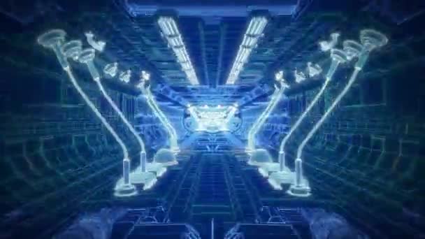 Pętla Futurystycznego Tunelu Sci Stworzonego Dzięki Komputerowej Animacji Oferuje Urzekające — Wideo stockowe