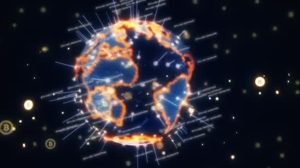 Animatie Presentatie Van Wereld Van Bitcoin Neemt Mee Een Visuele — Stockvideo
