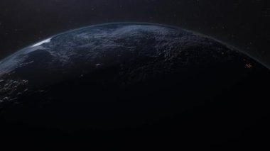 Dünya 'nın hava görüntülerini gösteren CG animasyonu.