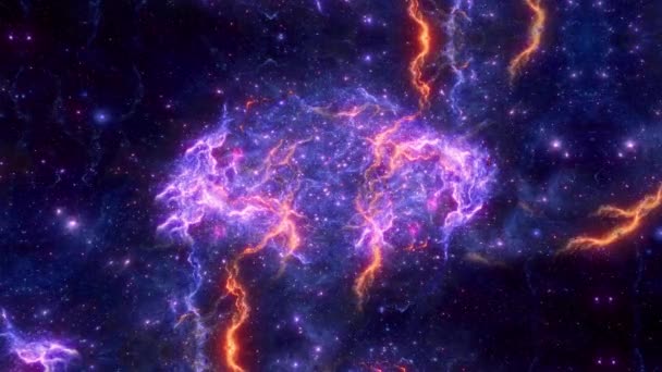 Cgアニメーションは鮮やかな紫色の星雲を展示し 宇宙の美しさと神秘を明らかにする — ストック動画