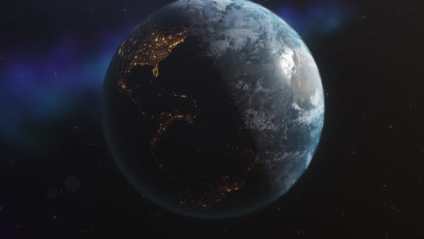 Animacja Ziemi Obracającej Się Kosmosie Idealny Dla Projektów Dokumentalnych Edukacyjnych — Wideo stockowe