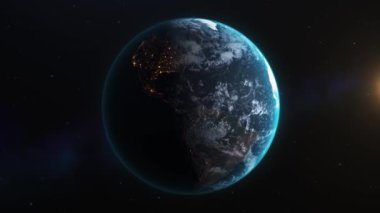 4k CG animasyonu Dünya 'nın güzelliğini gösteriyor. Manzaralar ve şehir manzaraları da dahil. Dünyanın özünü basit belgesel tarzında yakalar.