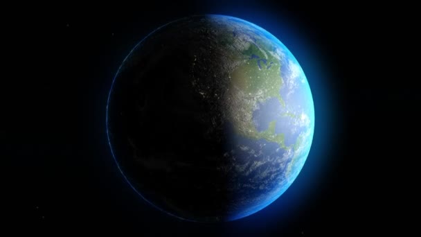 Cgアニメーションは地球が回転し 私たちの惑星の美しさと不思議を魅了する方法を示しています — ストック動画