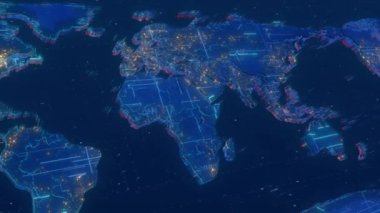 UHD 4K çözünürlüğündeki 3 boyutlu dünya haritası, bilgisayar tarafından oluşturulmuş animasyon kullanılarak oluşturuldu. Projelere gelişmişlik ve küresel perspektif ekler.