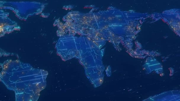 Een Wereldkaart Uhd Resolutie Gemaakt Met Behulp Van Computer Gegenereerde — Stockvideo