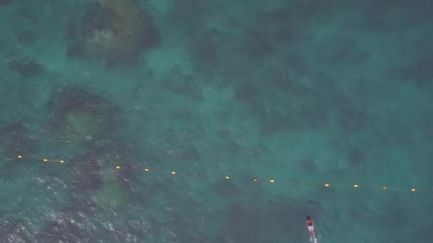 Colorido Atardecer Sobre Koh Tao Barcos Océano Esnórquel Vista Superior — Vídeo de stock