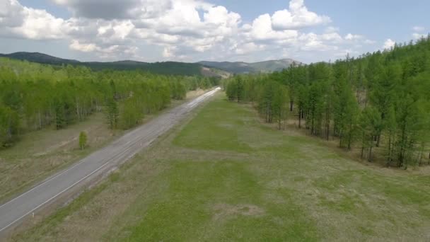 Aerial View Siberian Countryside Mountains Forests Lake Drone Captures Beauty — Stock Video