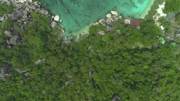 Вид Воздуха Остров Тао Koh Tao Потрясающей Береговой Линией Красочным — стоковое видео