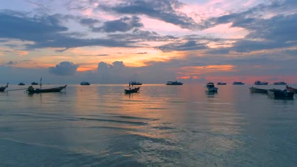 Hermosa Puesta Sol Sobre Mar Koh Tao Sairee Colores Cautivadores — Vídeos de Stock