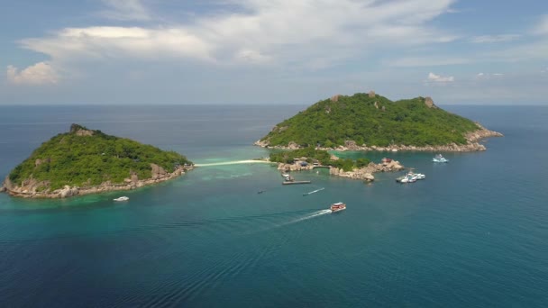 Лодки Плывут Вдоль Красочного Побережья Тао Koh Tao Тайского Острова — стоковое видео
