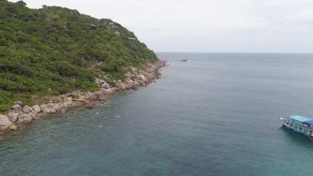 Färgglad Solnedgång Över Koh Tao Fantastisk Kust Båtar Prickar Havet — Stockvideo