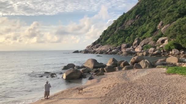 Fischer Genießen Das Angeln Bei Sonnenaufgang Koh Tao Thailand Mit — Stockvideo