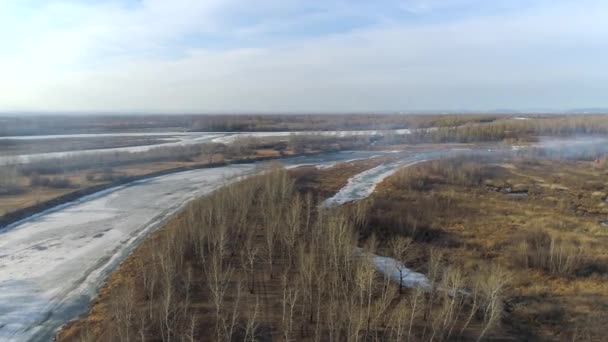Göz Kamaştırıcı Hava Manzarası Abakan Sibirya Bahar Manzarası Yemyeşil Ormanlar — Stok video