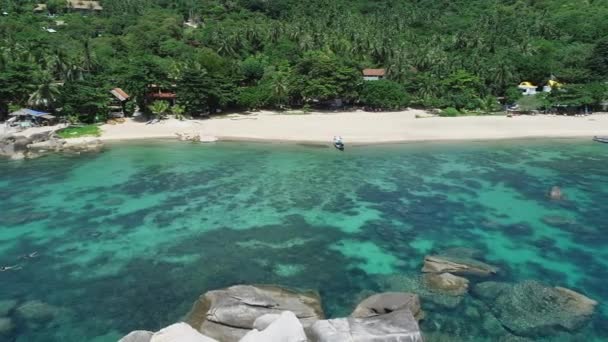 Вид Воздуха Пляж Тропической Лагуны Тао Koh Tao Демонстрирует Потрясающие — стоковое видео
