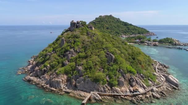 Приголомшливий Вид Острів Нанг Юань Таїланді Кораловим Рифом Чистими Водами — стокове відео