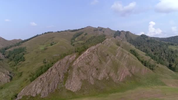 Poznaj Piękno Khakassia Oszałamiający Krajobraz Górski Tej Urzekającej Podróży Lotniczej — Wideo stockowe