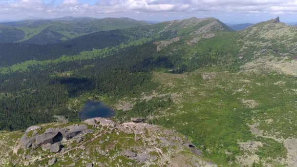 Imagens Aéreas Impressionantes Das Montanhas Siberianas Mostram Campos Verdes Florestas — Vídeo de Stock