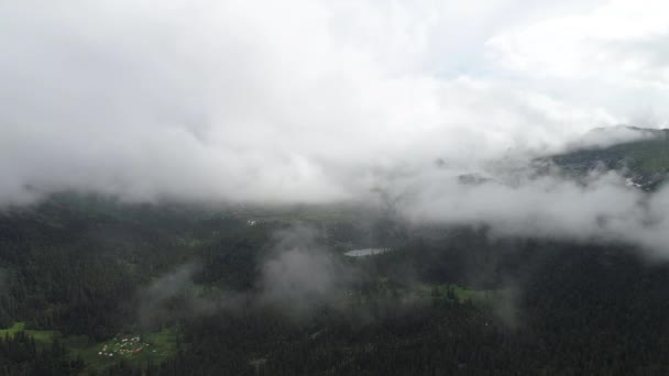 Impressionante Drone Shot Mostra Florestas Exuberantes Sibéria Nuvens Enevoadas Oferecendo — Vídeo de Stock