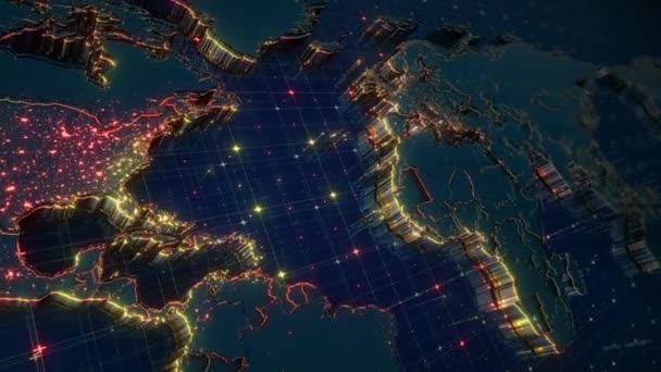 Ένα Map Animation Που Αναδεικνύει Τοπία Και Πόλεις Προσθέτει Βάθος — Αρχείο Βίντεο