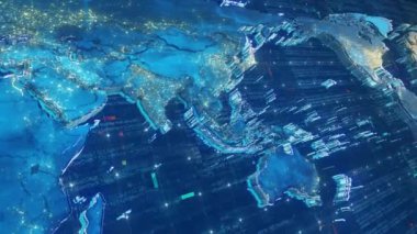 Bir dünya haritasının 3 boyutlu animasyonu. Herhangi bir projeye karmaşıklık ve küresel perspektif ekler.