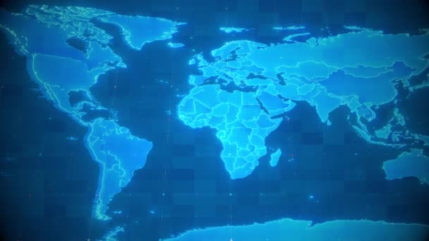 Animation Une Carte Bleue Monde Adaptée Pour Ajouter Une Perspective — Video