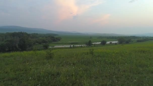 Experimente Beleza Paisagem Verão Khakassia Com Pôr Sol Deslumbrante Lago — Vídeo de Stock