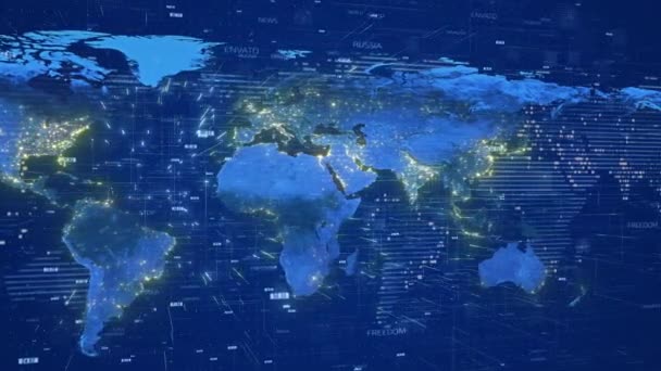 Разнообразная Футуристическая Анимация Карты Мира Подходящая Скай Проектов Добавляет Хай — стоковое видео