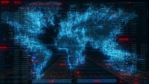 Animación Mapa Del Mundo Cibernético Ideal Para Proyectos Futuristas — Vídeos de Stock