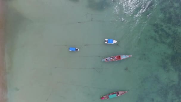 Потрясающий Тайский Островной Порт Бирюзовыми Водами Красочные Лодки Идеально Подходит — стоковое видео