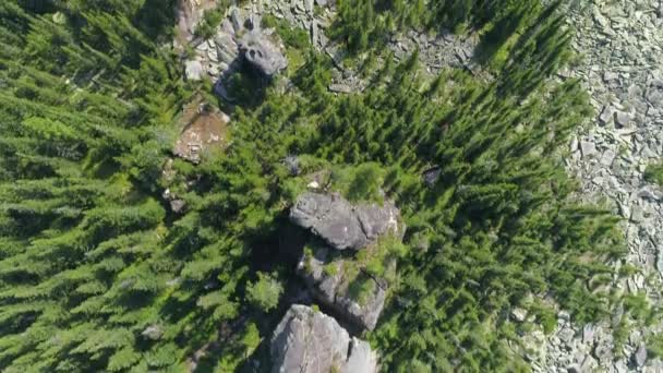 Vista Aérea Parque Rock Forestergaki Khakassia Sibéria Deslizando Sobre Florestas — Vídeo de Stock
