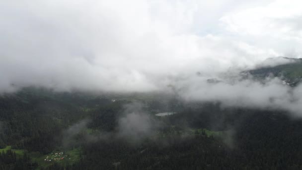Impresionante Disparo Dron Muestra Bosques Exuberantes Siberia Nubes Brumosas Ofreciendo — Vídeos de Stock
