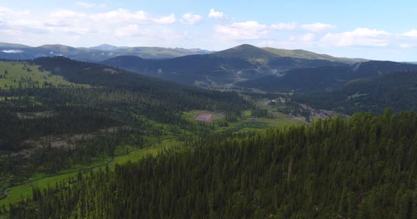 Dech Beroucí Letecký Pohled Ohromující Horské Údolí Khakassii Rusko Světle — Stock video