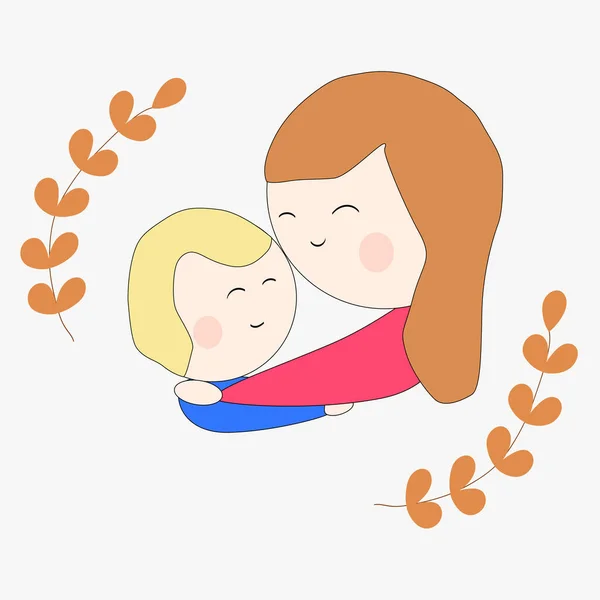 Νέοι Μητέρα Αγκαλιάζει Μωρό Της Φροντίδα Και Αγάπη Ενώ Κοιμάται — Διανυσματικό Αρχείο