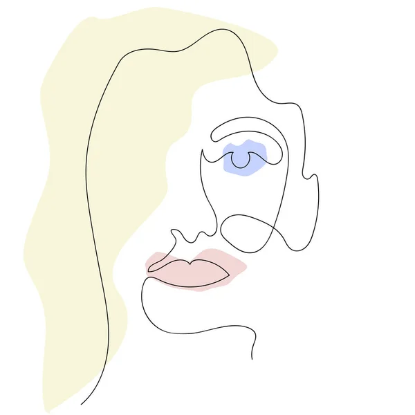 Eine Zeile Gesicht Minimalistische Kontinuierliche Lineare Skizze Frauengesicht Weibliches Porträt — Stockvektor