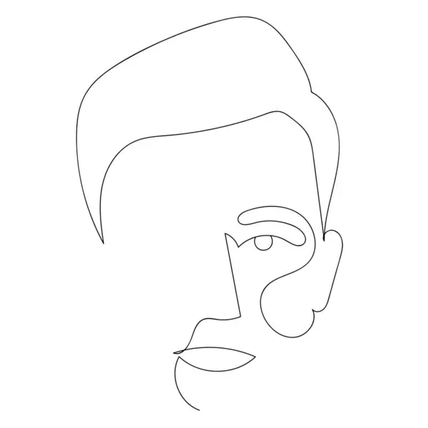 Dibujo Continuo Una Línea Del Retrato Del Hombre Peinado Estilo — Vector de stock