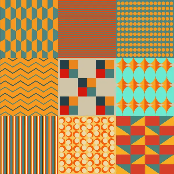 Eine Reihe Von Bunten Dekorativen Texturen Und Abstrakten Geometrischen Ornamenten — Stockvektor