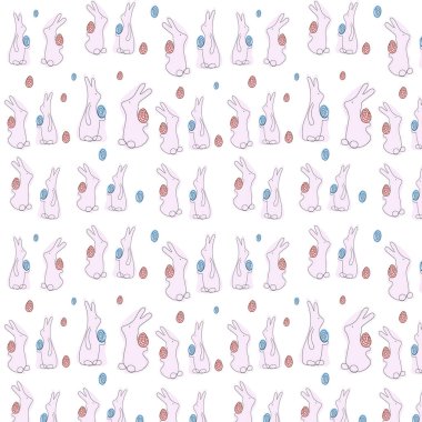 Sevimli Paskalya yumurtası ve tavşan deseni.